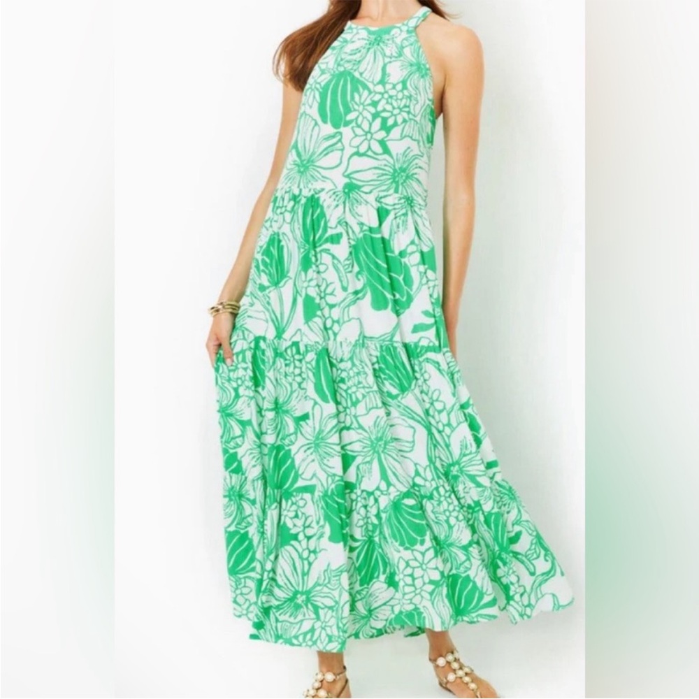 Lilly Pulitzer Green Floral Maxi Dress